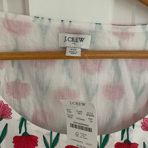 NWT J.Crew Factory Cotton Poplin Tiered Midi Dress 10 - Picture 3 of 4